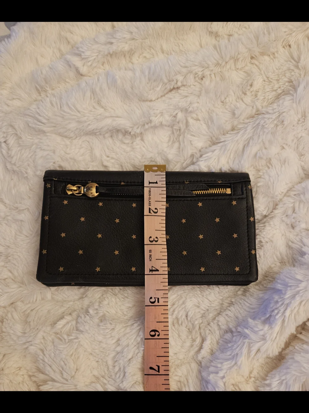 HOBO☆Black Star-Print Leather Wallet with Gold Zip